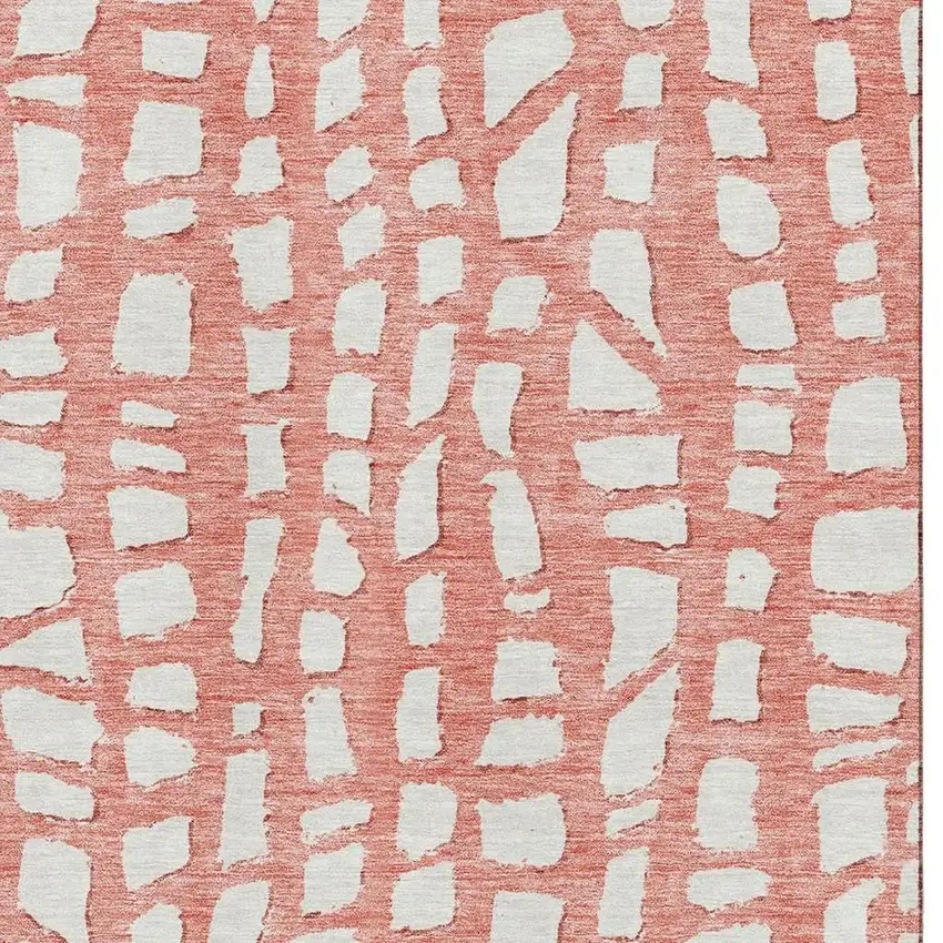 Salmon And Ivory Cobblestone Washable Area Rug With UV Protection Photo 3