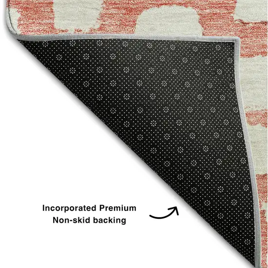 Salmon And Ivory Cobblestone Washable Area Rug With UV Protection Photo 7