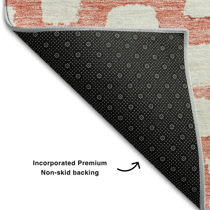 Salmon And Ivory Cobblestone Washable Area Rug With UV Protection Photo 7