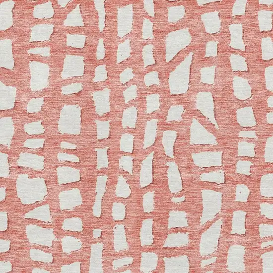Salmon And Ivory Cobblestone Washable Area Rug With UV Protection Photo 3