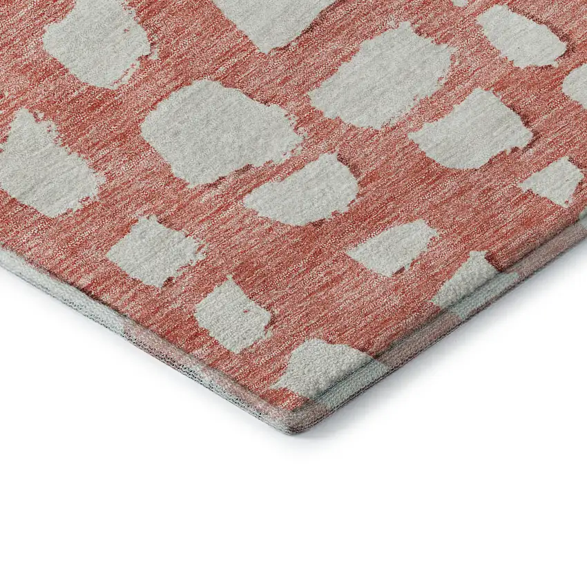 Salmon And Ivory Cobblestone Washable Area Rug With UV Protection Photo 8