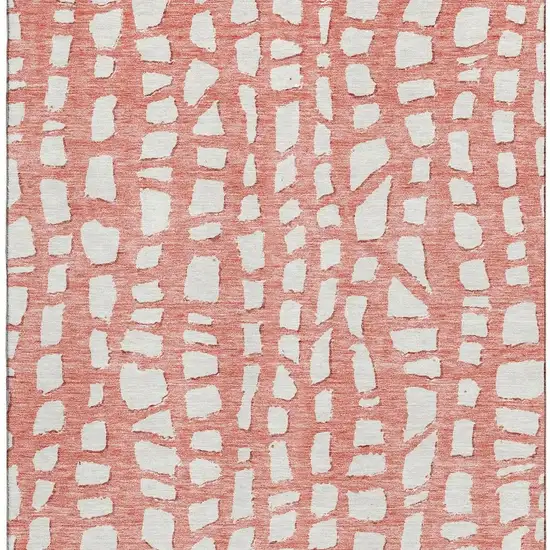 Salmon And Ivory Cobblestone Washable Area Rug With UV Protection Photo 4