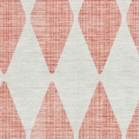 Salmon And Ivory Diamond Washable Area Rug With UV Protection Photo 4