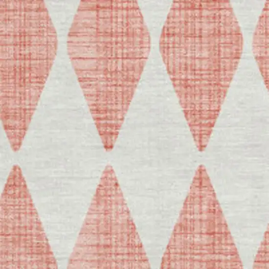 Salmon And Ivory Diamond Washable Area Rug With UV Protection Photo 3