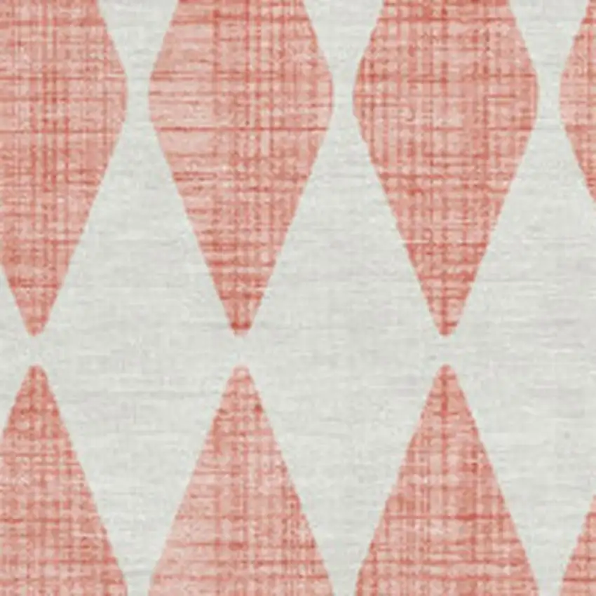 Salmon And Ivory Diamond Washable Area Rug With UV Protection Photo 3