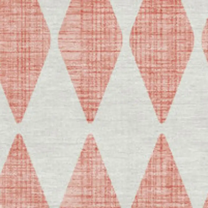 Salmon And Ivory Diamond Washable Area Rug With UV Protection Photo 3