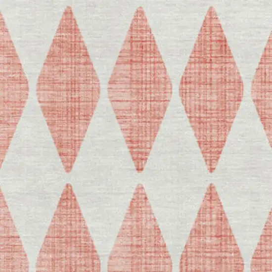Salmon And Ivory Diamond Washable Area Rug With UV Protection Photo 4