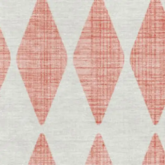 Salmon And Ivory Diamond Washable Area Rug With UV Protection Photo 3