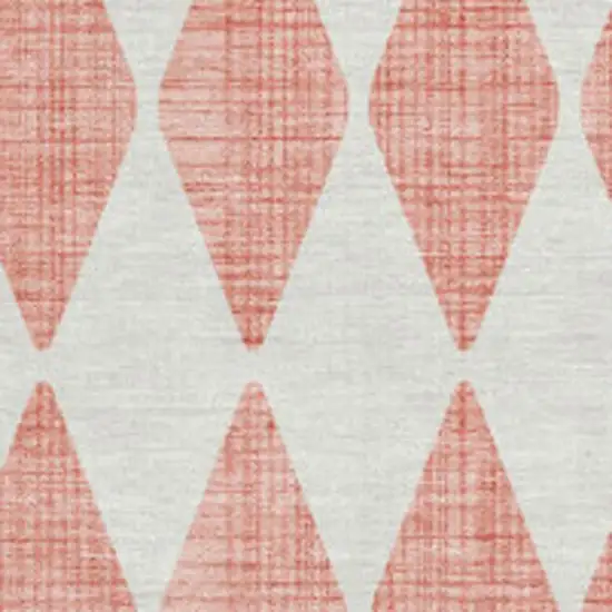 Salmon And Ivory Diamond Washable Area Rug With UV Protection Photo 3