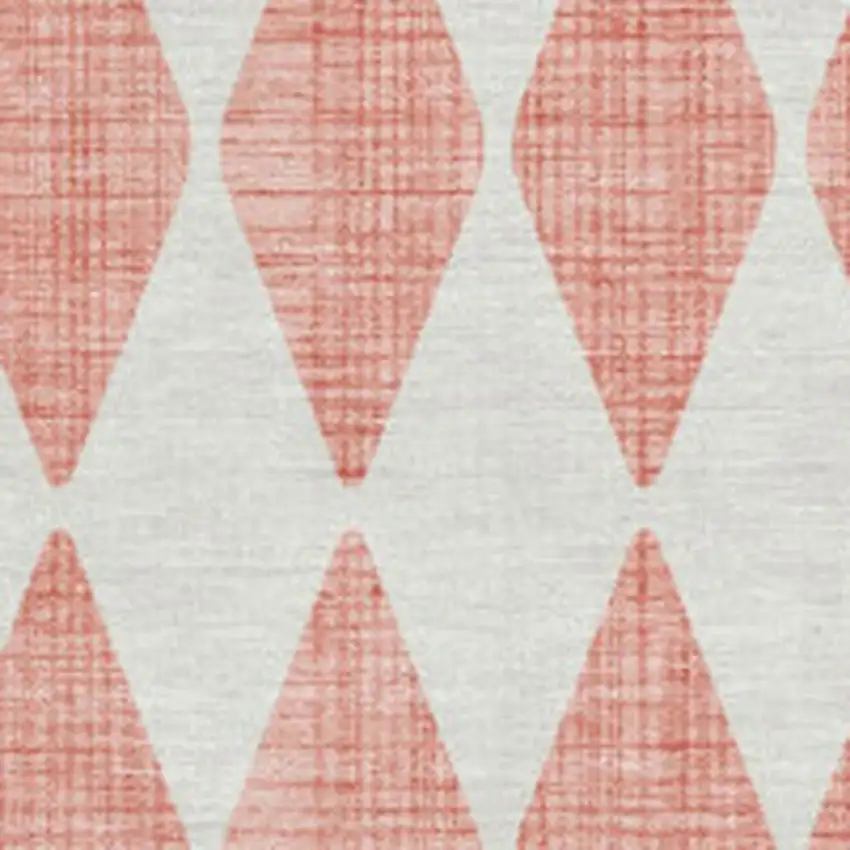 Salmon And Ivory Diamond Washable Area Rug With UV Protection Photo 3