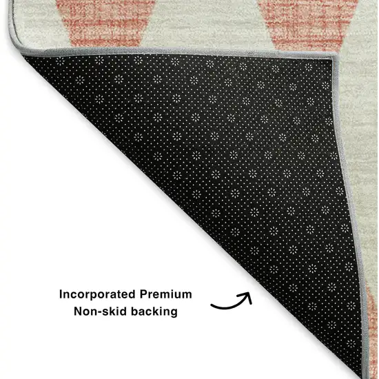 Salmon And Ivory Diamond Washable Area Rug With UV Protection Photo 7