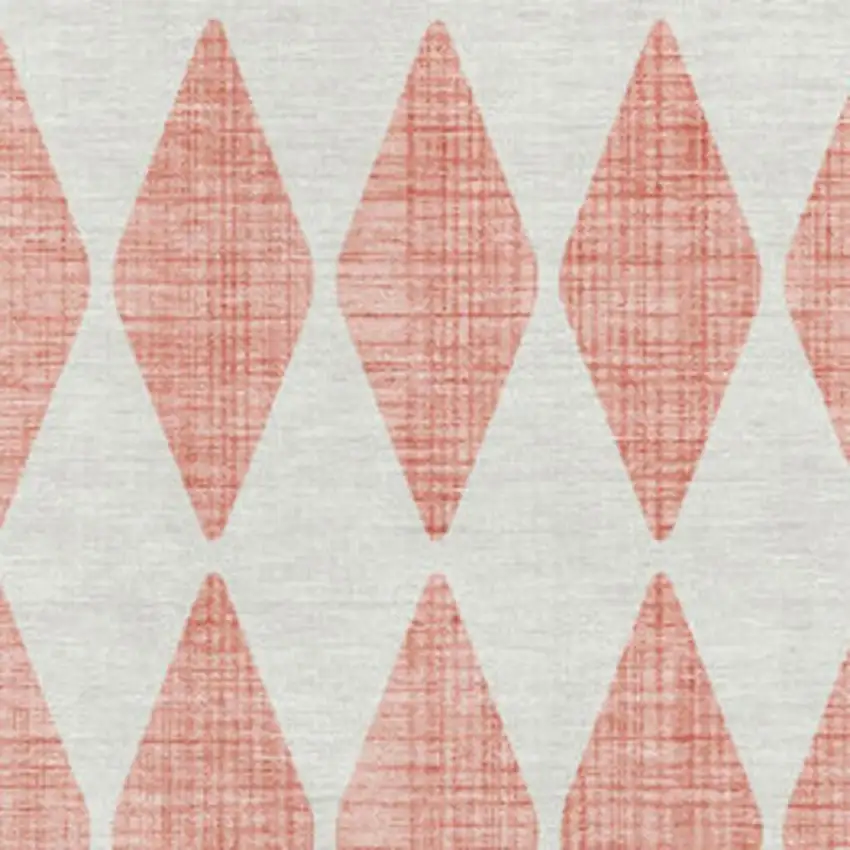 Salmon And Ivory Diamond Washable Area Rug With UV Protection Photo 4