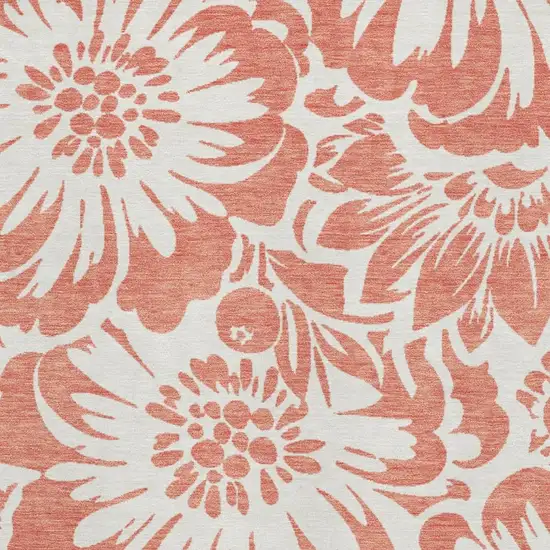Salmon And Ivory Floral Washable Area Rug With UV Protection Photo 3