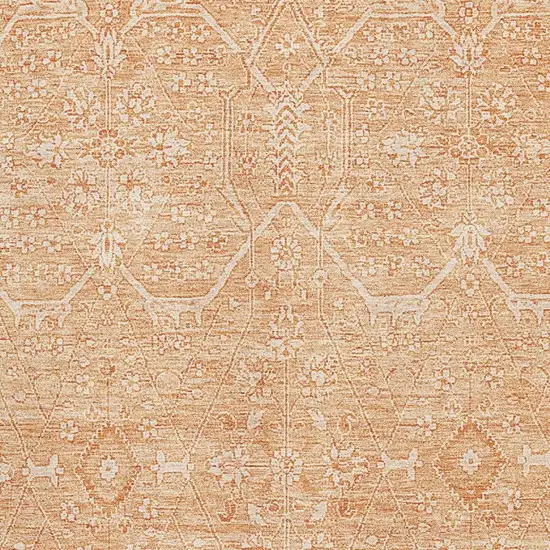 Salmon And Ivory Floral Washable Area Rug With UV Protection Photo 3