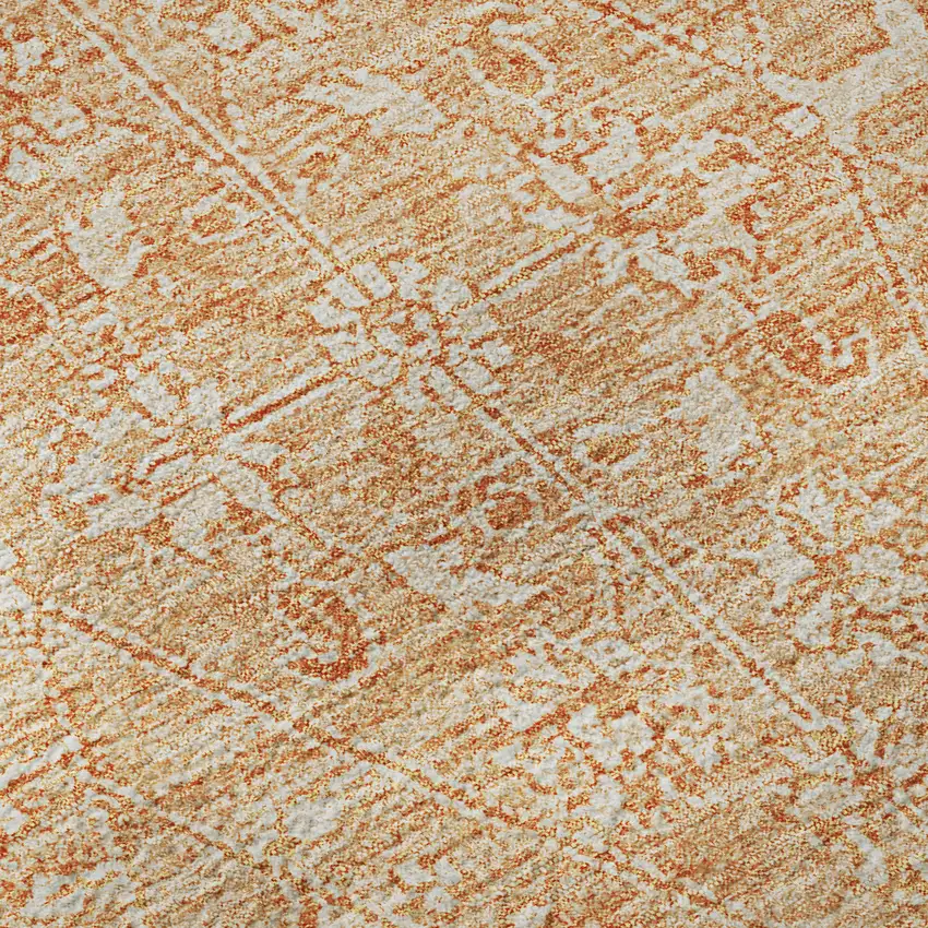 Salmon And Ivory Floral Washable Area Rug With UV Protection Photo 9