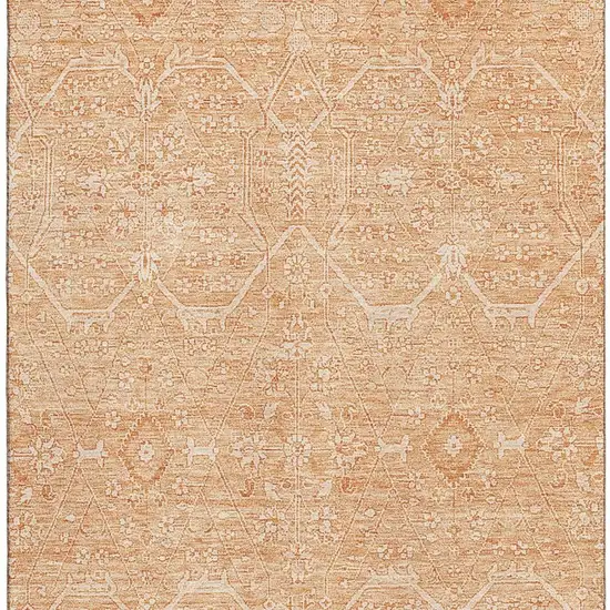 Salmon And Ivory Floral Washable Area Rug With UV Protection Photo 3