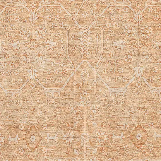 Salmon And Ivory Floral Washable Area Rug With UV Protection Photo 2