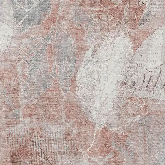 Salmon And Ivory Floral Washable Indoor Outdoor Area Rug Photo 3