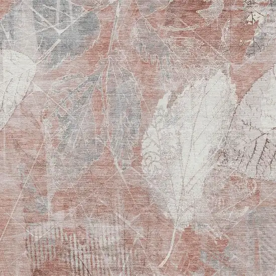 Salmon And Ivory Floral Washable Indoor Outdoor Area Rug Photo 3