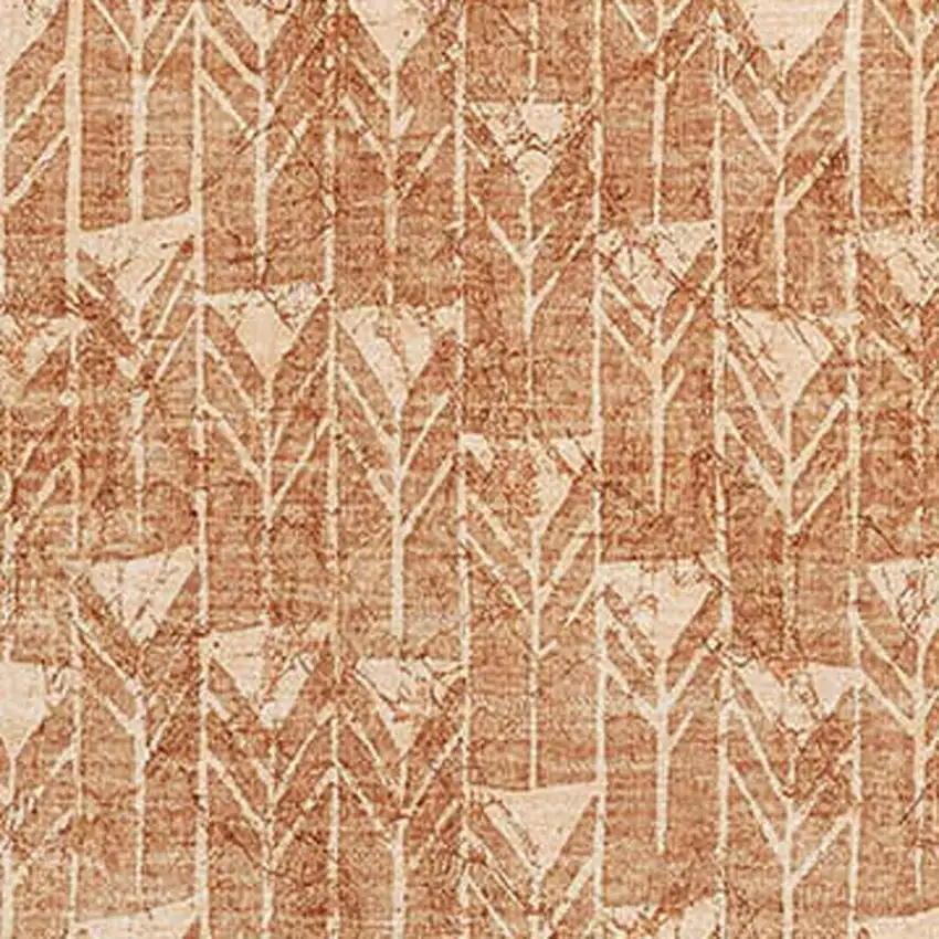 Salmon And Ivory Geometric Washable Area Rug With UV Protection Photo 3