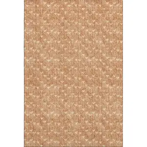 Photo of Salmon And Ivory Geometric Washable Area Rug With UV Protection