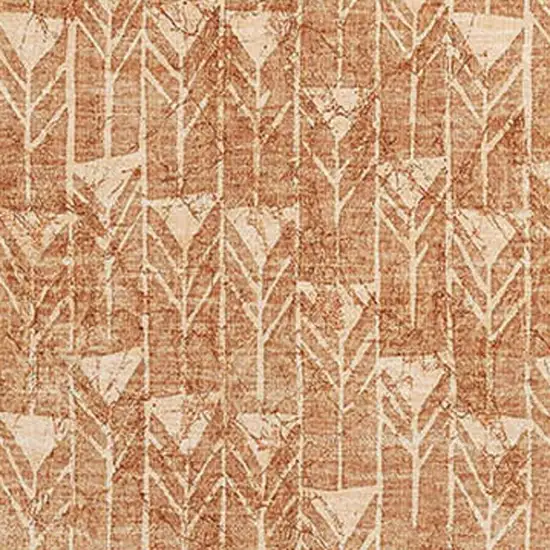 Salmon And Ivory Geometric Washable Area Rug With UV Protection Photo 3