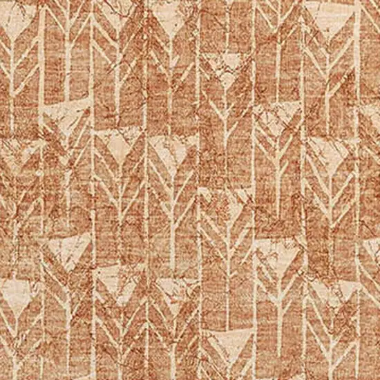 Salmon And Ivory Geometric Washable Area Rug With UV Protection Photo 3