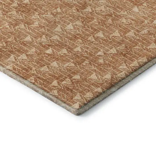 Salmon And Ivory Geometric Washable Area Rug With UV Protection Photo 8