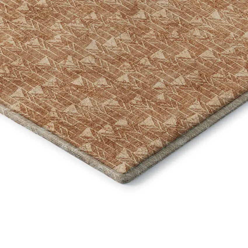 Salmon And Ivory Geometric Washable Area Rug With UV Protection Photo 8