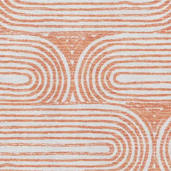 Salmon And Ivory Geometric Washable Area Rug With UV Protection Photo 3