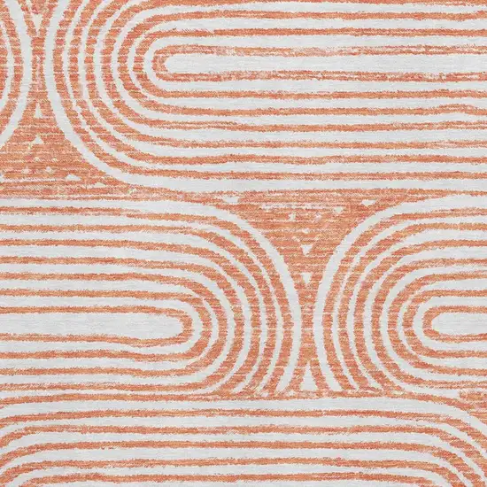 Salmon And Ivory Geometric Washable Area Rug With UV Protection Photo 3
