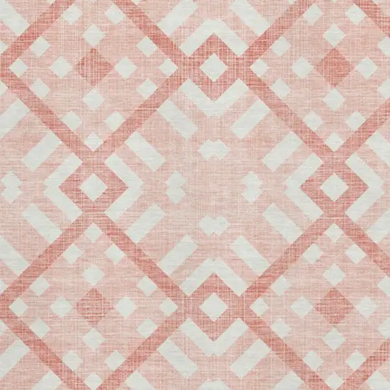 Salmon And Ivory Geometric Washable Area Rug With UV Protection Photo 2