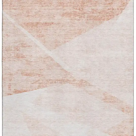 Salmon And Ivory Geometric Washable Area Rug With UV Protection Photo 5