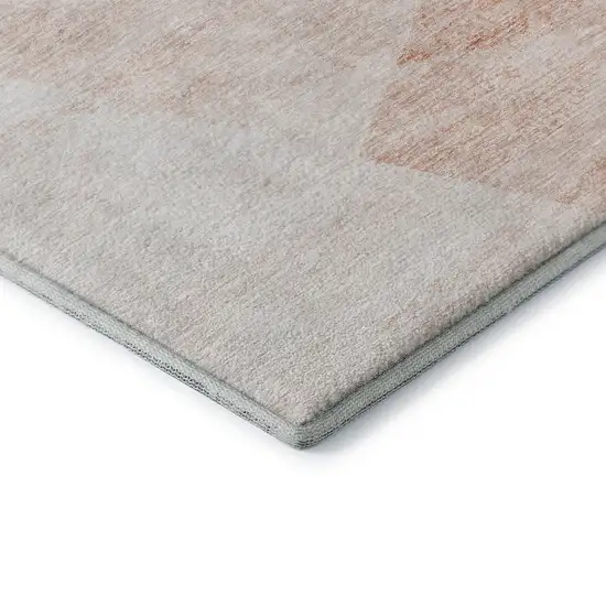Salmon And Ivory Geometric Washable Area Rug With UV Protection Photo 8