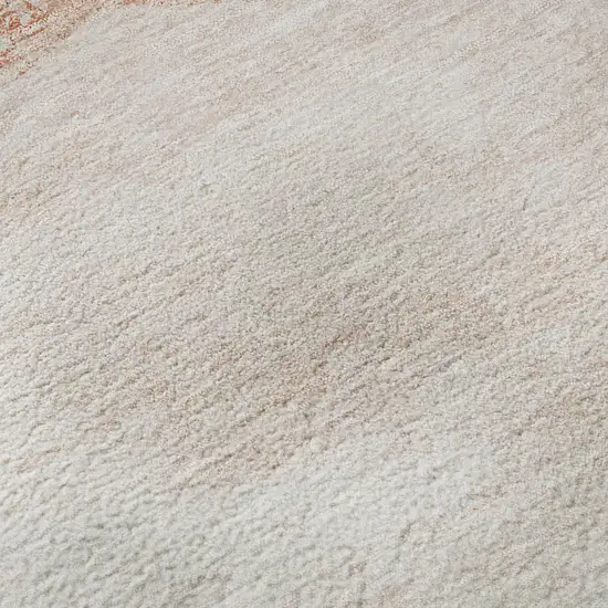 Salmon And Ivory Geometric Washable Area Rug With UV Protection Photo 1