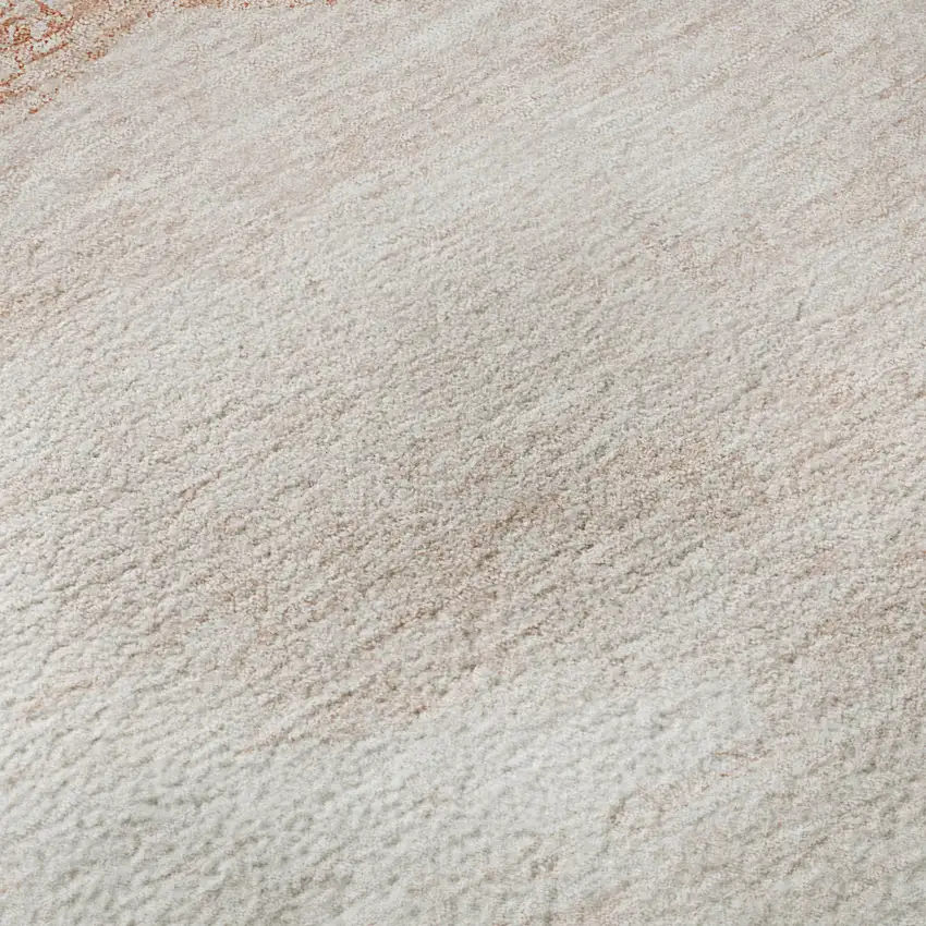 Salmon And Ivory Geometric Washable Area Rug With UV Protection Photo 1