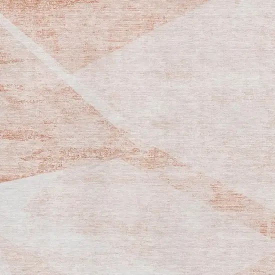 Salmon And Ivory Geometric Washable Area Rug With UV Protection Photo 4