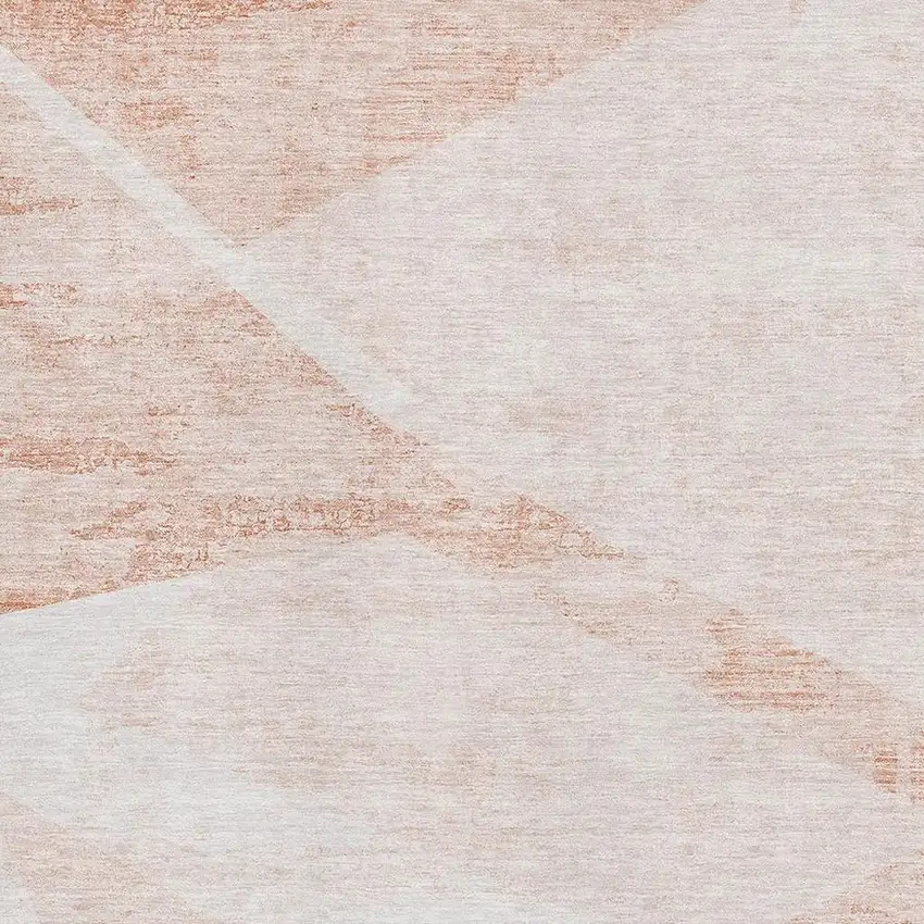 Salmon And Ivory Geometric Washable Area Rug With UV Protection Photo 4