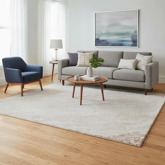 Salmon And Ivory Geometric Washable Area Rug With UV Protection Photo 2