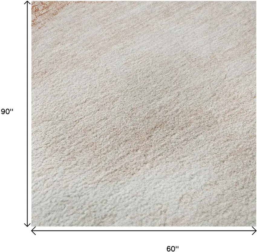 Salmon And Ivory Geometric Washable Area Rug With UV Protection Photo 9