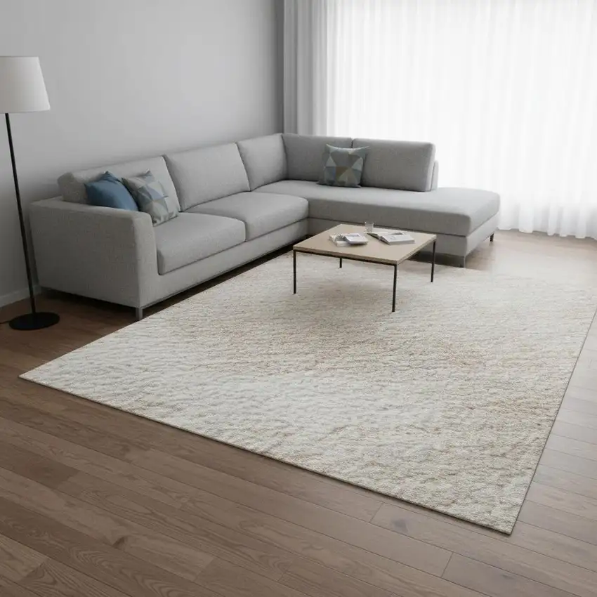 Salmon And Ivory Geometric Washable Area Rug With UV Protection Photo 2