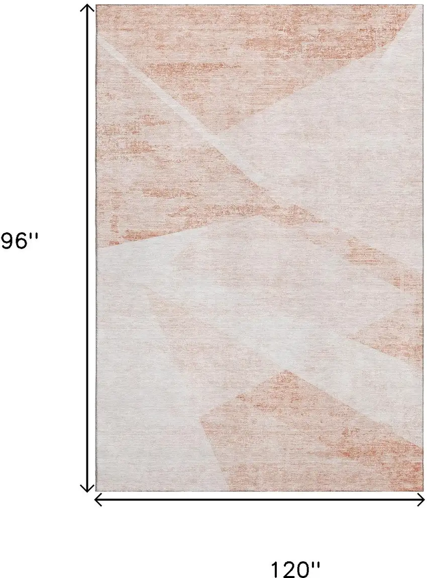 Salmon And Ivory Geometric Washable Area Rug With UV Protection Photo 3