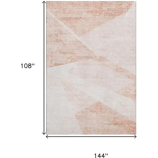 Salmon And Ivory Geometric Washable Area Rug With UV Protection Photo 3