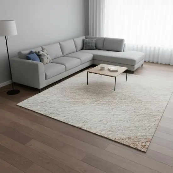 Salmon And Ivory Geometric Washable Area Rug With UV Protection Photo 2