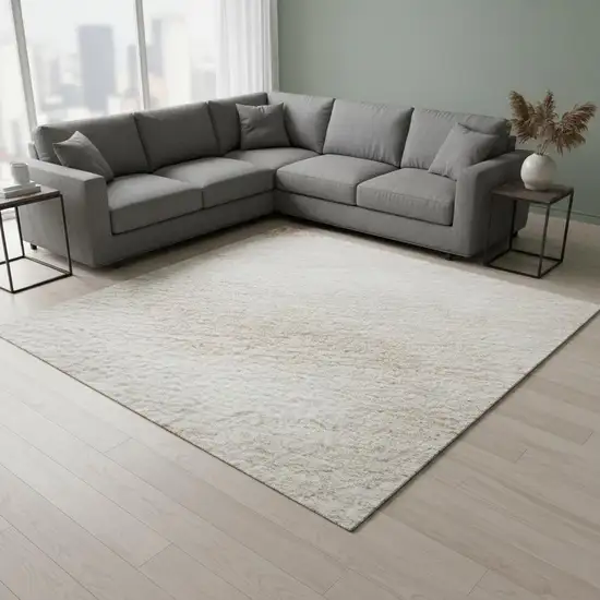 Salmon And Ivory Geometric Washable Area Rug With UV Protection Photo 2