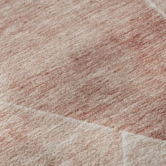 Salmon And Ivory Geometric Washable Area Rug With UV Protection Photo 8