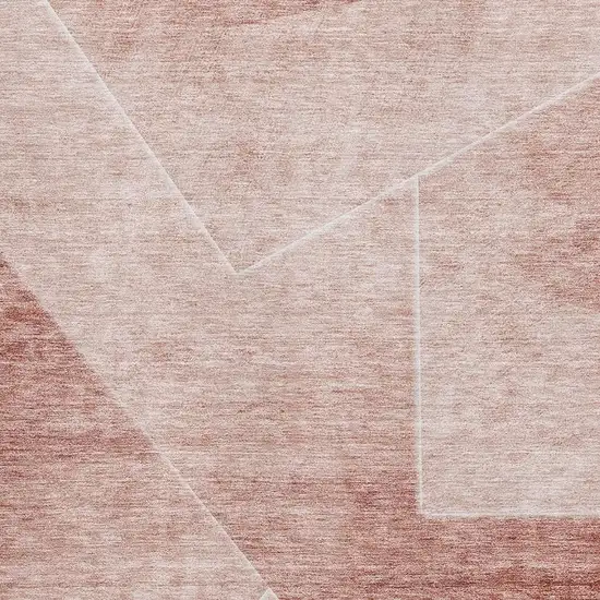 Salmon And Ivory Geometric Washable Area Rug With UV Protection Photo 3
