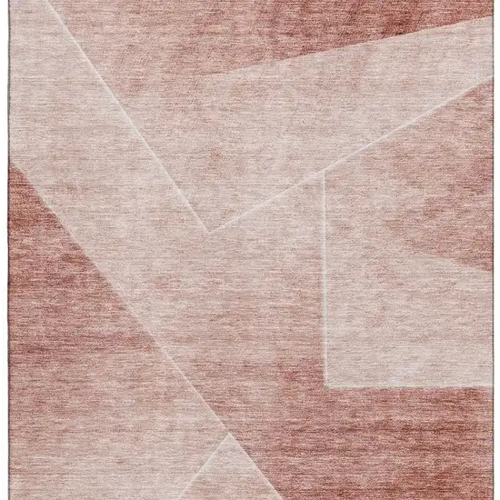 Salmon And Ivory Geometric Washable Area Rug With UV Protection Photo 4