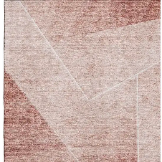 Salmon And Ivory Geometric Washable Area Rug With UV Protection Photo 3