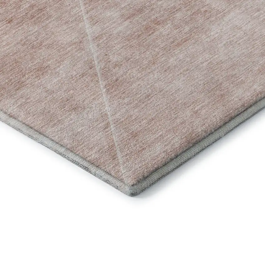 Salmon And Ivory Geometric Washable Area Rug With UV Protection Photo 8
